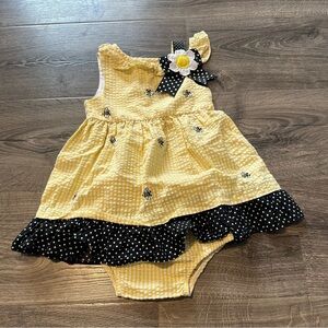 18m Chic Seersucker Dress & Diaper Cover with Polka Dot Accents